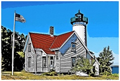 West Chop Light on Martha's Vineyard Island - Digital Painting
